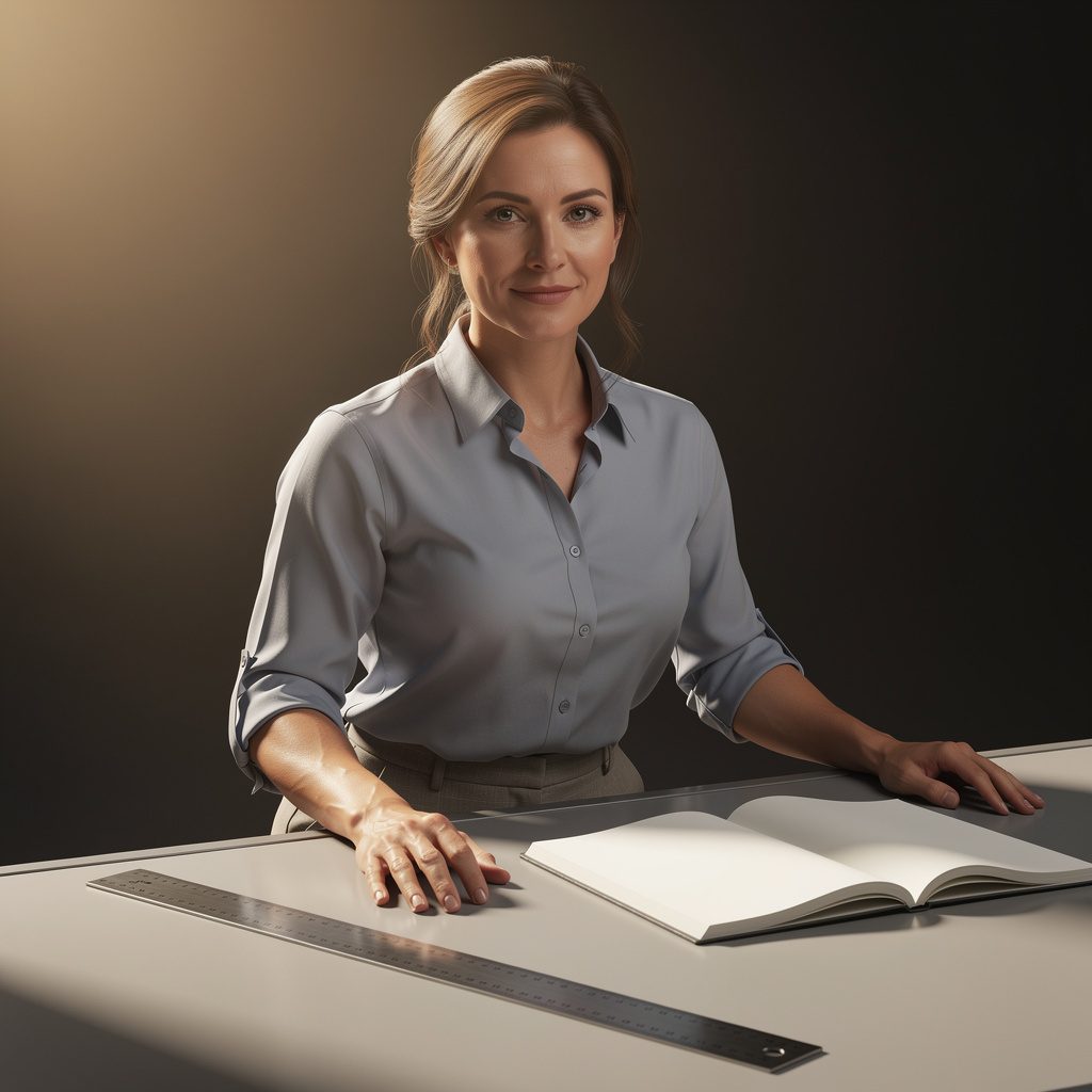 The studio's senior consultant at her drafting table.